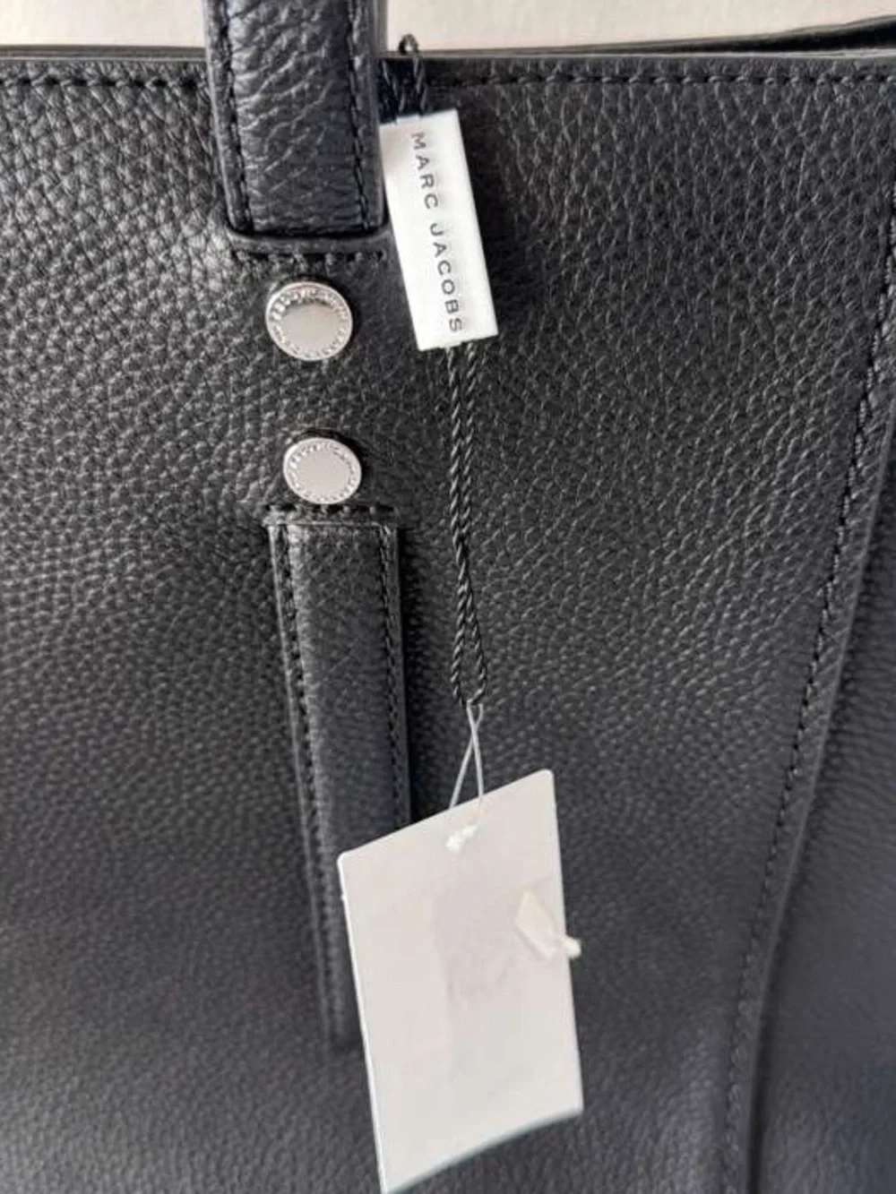 Marc Jacobs Black Pebbled Leather Tote Bag Zip Top Large Shoulder Authentic NWT - Picture 3 of 6